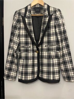 SMYTHE Peaked Lapel Wool Blazer in Black and White